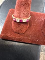 Ruby Lady's Stone & Diamond Ring 2 Diamonds .16 Carat T.W. 14K Yellow Gold 3.6g